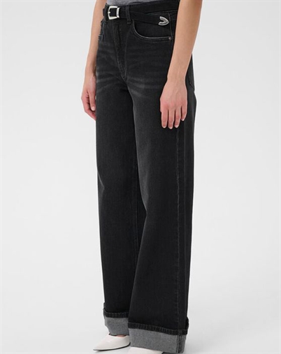 Gestuz - GZSara HW Wide Jeans - Washed Dark Black